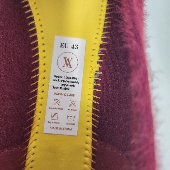 Vivaia Margot 2.0 Flats Size EU43/US11 Bordeaux Maroon Square-Toe Faux Mink - Picture 11 of 15